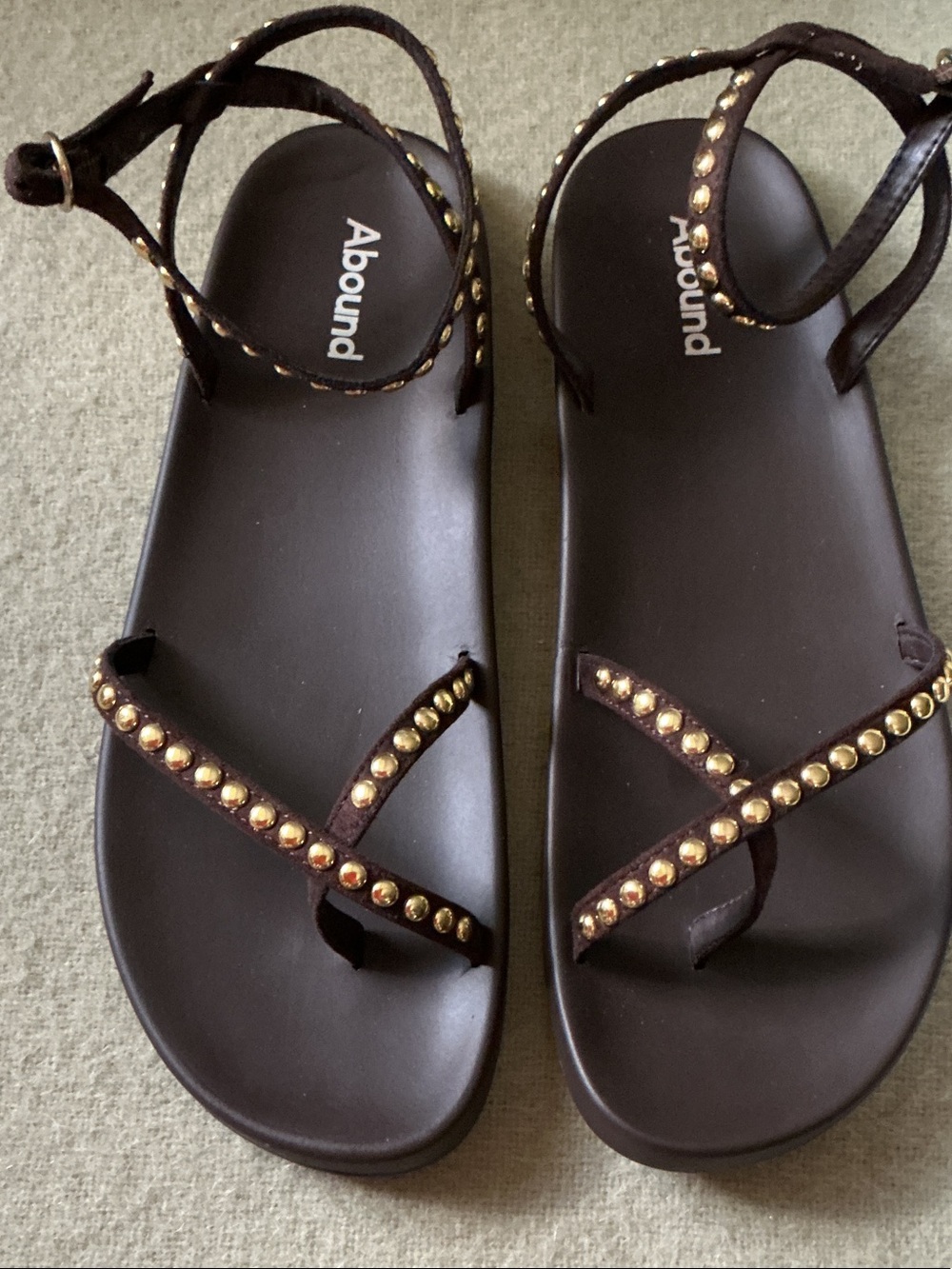 Abound Brown Sandals with Gold Stud Accents